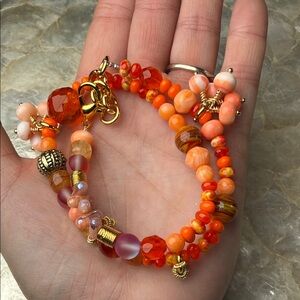 Vibrant Orange Beaded wrap Bracelet